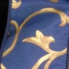 The Ribbon People Navy Blue And Gold Taffeta Swirl Wired Craft Ribbon 2.5" X 20 Yards