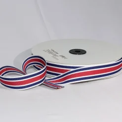 The Ribbon People Navy Blue And Red Striped Woven Grosgrain Craft Ribbon 1" X 55 Yards