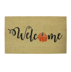 Northlight Orange Pumpkin "Welcome" Fall Harvest Outdoor Doormat 18" X 30"