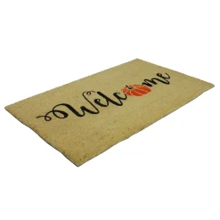 Northlight Orange Pumpkin "Welcome" Fall Harvest Outdoor Doormat 18" X 30"