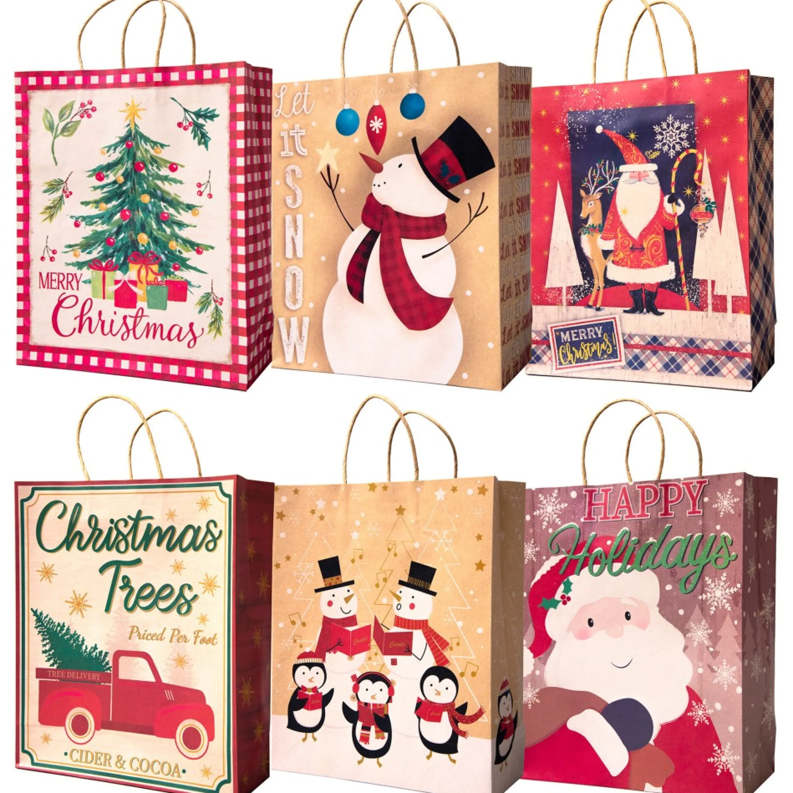Gift Accessories*Lindy Bowman Pack Of 12 Assorted Large Christmas Gift Bags With Handle