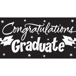 Party Central Pack Of 6 Black Velvet And White Gigantic "Congratulations Graduate" Giant Party Banners 10'