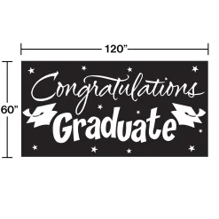 Party Central Pack Of 6 Black Velvet And White Gigantic "Congratulations Graduate" Giant Party Banners 10'
