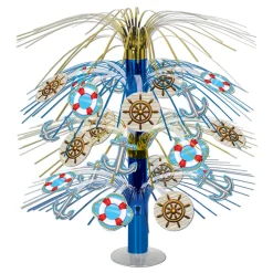 Party Central Pack Of 6 Blue And Gold Nautical Bon Voyage Cruise Ship Cascading Table Centerpieces 18"