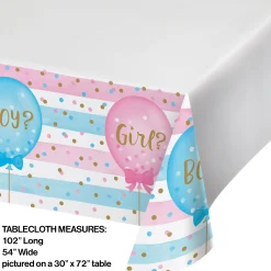 Party Central Pack Of 6 Blue And Pink Gender Reveals Theme Rectangular Tablecloths 102"