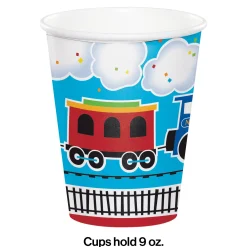 Party Central Pack Of 96 Blue And White "All Aboard" Hot Cold Cups 3.75"