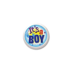 Beistle Pack Of 6 Blue "It's A Boy" Decorative Blinking Buttons 2"