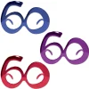 Beistle Pack Of 6 Blue, Purple And Red ''60'' Birthday Fanci-Frame Eyeglass Party Favor Costume Accessories