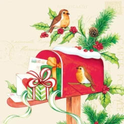 The Ribbon People Pack Of 60 Christmas Mailbox Surprise 3-Ply Lunch Napkins 6.5"