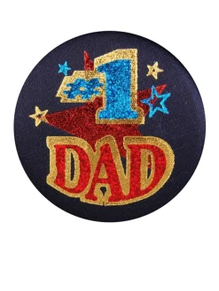 Beistle Pack Of 6 Dark Blue "#1 Dad" Decorative Satin Buttons 2"