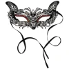 Beistle Pack Of 6 Elegant Black And Red Cat Eye Metal Filigree Mardi Gras Masquerade Masks - One Size