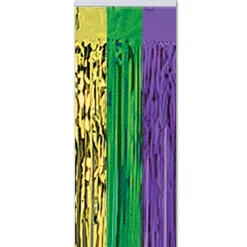 Beistle Pack Of 6 Festive Metallic Gold, Green And Purple Hanging Gleam'N Curtain Party Decorations 8'