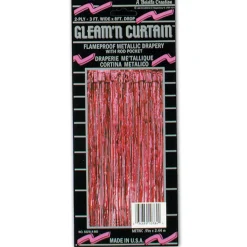 Beistle Pack Of 6 Festive Metallic Red Hanging Gleam'N Curtain Party Decorations 8'