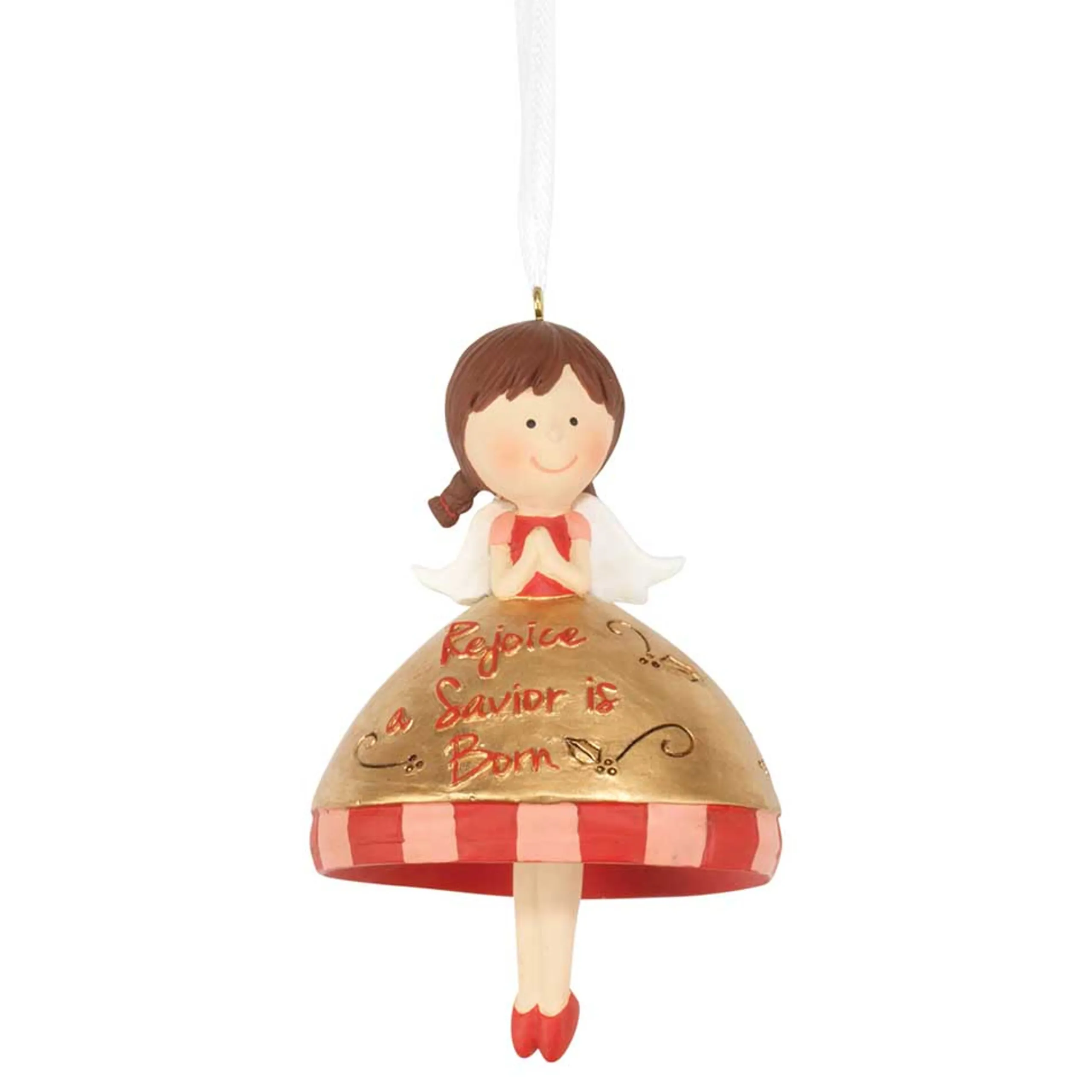 Contemporary Home Living Angels & Cherubs>Pack Of 3 Gold Colored And Red Angel Rejoice Christmas Ornament 4"