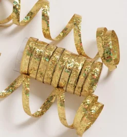 Party Central Pack Of 6 Gold Spools Of Ravishing Holographic Serpentine Party Streamers 12.5'