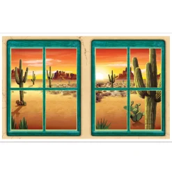 Party Central Pack Of 6 Green Canyons And Cacti Desert Window View Party Wall Decors 62"