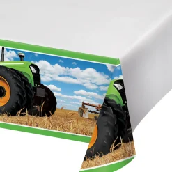 Party Central Pack Of 6 Green Tractor Disposable Plastic Table Cover Border 4.5' X 8.5'