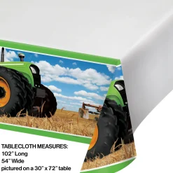 Party Central Pack Of 6 Green Tractor Disposable Plastic Table Cover Border 4.5' X 8.5'