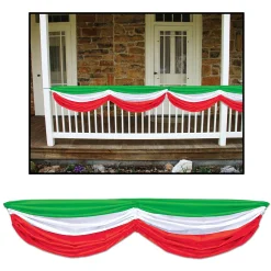 Beistle Pack Of 6 Green, White And Red Italian Festival Fabric Bunting Hanging Decorations 70"