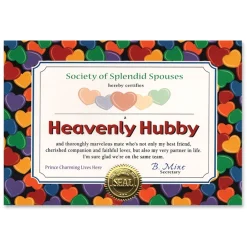 Beistle Pack Of 6 ''Heavenly Hubby'' Certificates 5" X 7"