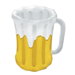 Party Central Pack Of 6 Inflatable Yellow And White Frosty Beer Mug Party Drink Coolers 27"