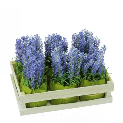 Gallerie II Pack Of 6 Lavender Artificial Plants In Crate Spring Tabletop Decor 9.5"