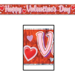 Beistle Pack Of 12 Metallic Happy Valentine's Day Fringe Banner Hanging Decorations 5'