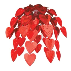Beistle Pack Of 12 Metallic Red Cascade Valentines Hearts Hanging Party Decorations 24"