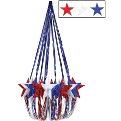 Beistle Pack Of 6 Patriotic Metallic Stars 4Th Of July Chandelier Hanging Decorations 35"