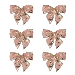 Bows*Northlight Pack Of 6 Pink And Gold Snowflakes 2 Loop Christmas Bow Decorations 5.5"