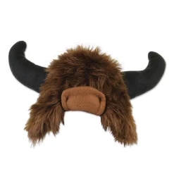 Beistle Pack Of 6 Plush Black And Brown Buffalo Lodge Style Hat Costume