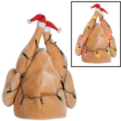 Beistle Pack Of 6 Prelit Battery Operated Brown Plush Christmas Thanksgiving Turkey Hat Accessories