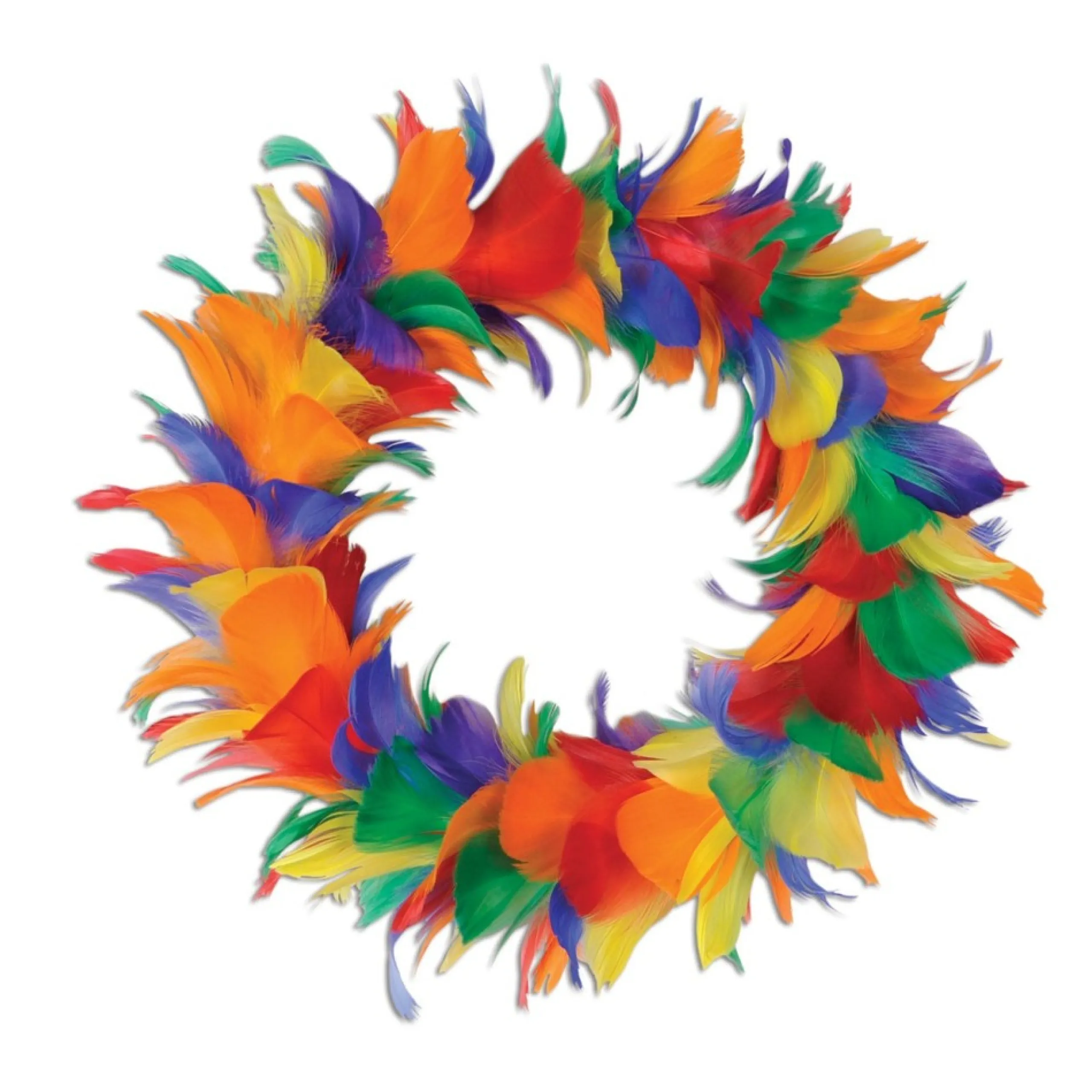 Specialty Wreaths*Beistle Pack Of 6 Rainbow Colored Decorative Feather Wreath 8"