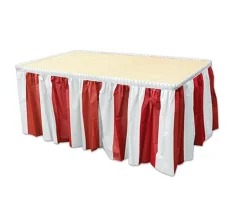 Beistle Pack Of 6 Red & White Striped Plastic Table Skirting Party Decorations 14'
