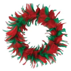 Specialty Wreaths*Beistle Pack Of 6 Red And Green Christmas Decorative Party Feather Wreath 8"