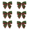 Bows*Northlight Pack Of 6 Red And Green Plaid 2 Loop Christmas Bow Decorations 5.5"