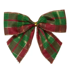 Bows*Northlight Pack Of 6 Red And Green Plaid 2 Loop Christmas Bow Decorations 5.5