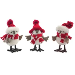 Plush Figures*Contemporary Home Living Pack Of 12 Red And White Winter Bird Decoration 6"