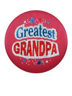 Beistle Pack Of 6 Red "Greatest Grandpa" Decorative Satin Buttons 2"
