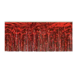 Beistle Pack Of 6 Red Hanging Metallic Fringe Drape Decorations 10'