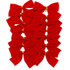 Bows*Northlight Pack Of 14 Red Mini Velveteen Christmas Bow Decorations 3