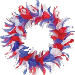 Specialty Wreaths*Beistle Pack Of 6 Red White And Blue Patriotic Decorative Party Feather Wreath 8"