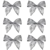 Bows*Northlight Pack Of 6 Sheer Silver Snowflake 2 Loop Christmas Bow Decorations 5.5"