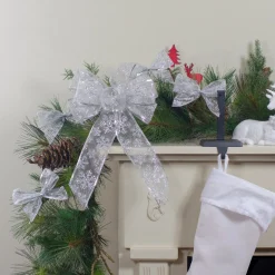 Bows*Northlight Pack Of 6 Sheer Silver Snowflake 2 Loop Christmas Bow Decorations 5.5"