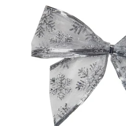 Bows*Northlight Pack Of 6 Sheer Silver Snowflake 2 Loop Christmas Bow Decorations 5.5