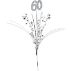 Beistle Pack Of 12 Silver Glittered '60' Metallic Star Birthday Sprays 23"