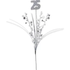 Beistle Pack Of 12 Silver Glittered '25' Metallic Star Anniversary Themed Spray 23"
