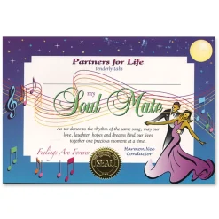 Beistle Pack Of 6 ''soul Mate'' Certificates 5'' X 7''