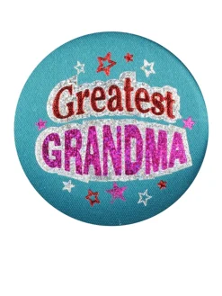 Beistle Pack Of 6 Teal "Greatest Grandma" Decorative Satin Buttons 2"