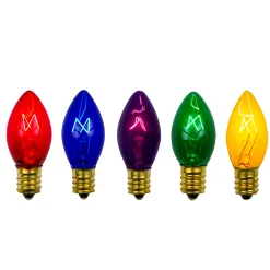Northlight Pack Of 25 Transparent C7 Multi-Color Christmas Replacement Bulbs